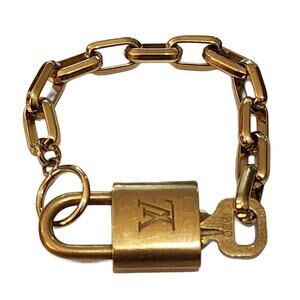 Louis Vuitton Authentic Lock & Key #300 Gold Filled Link Bracelet